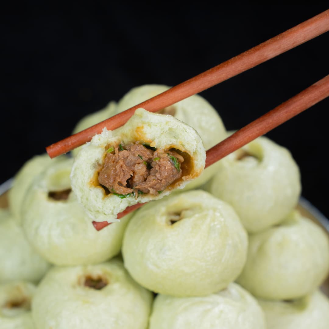 香菜牛肉小笼包